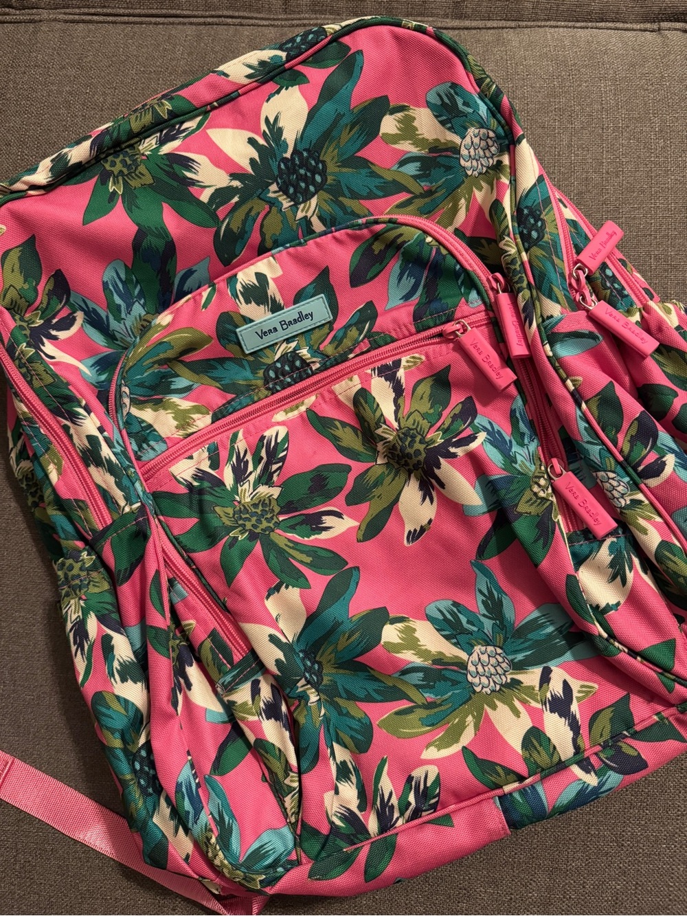 Vera Bradley Pink Floral Large Campua Backpack in Retired Tropical Paradise